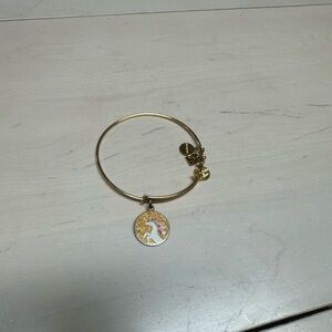 Gold Bangle Bracelet with Unicorn Charm